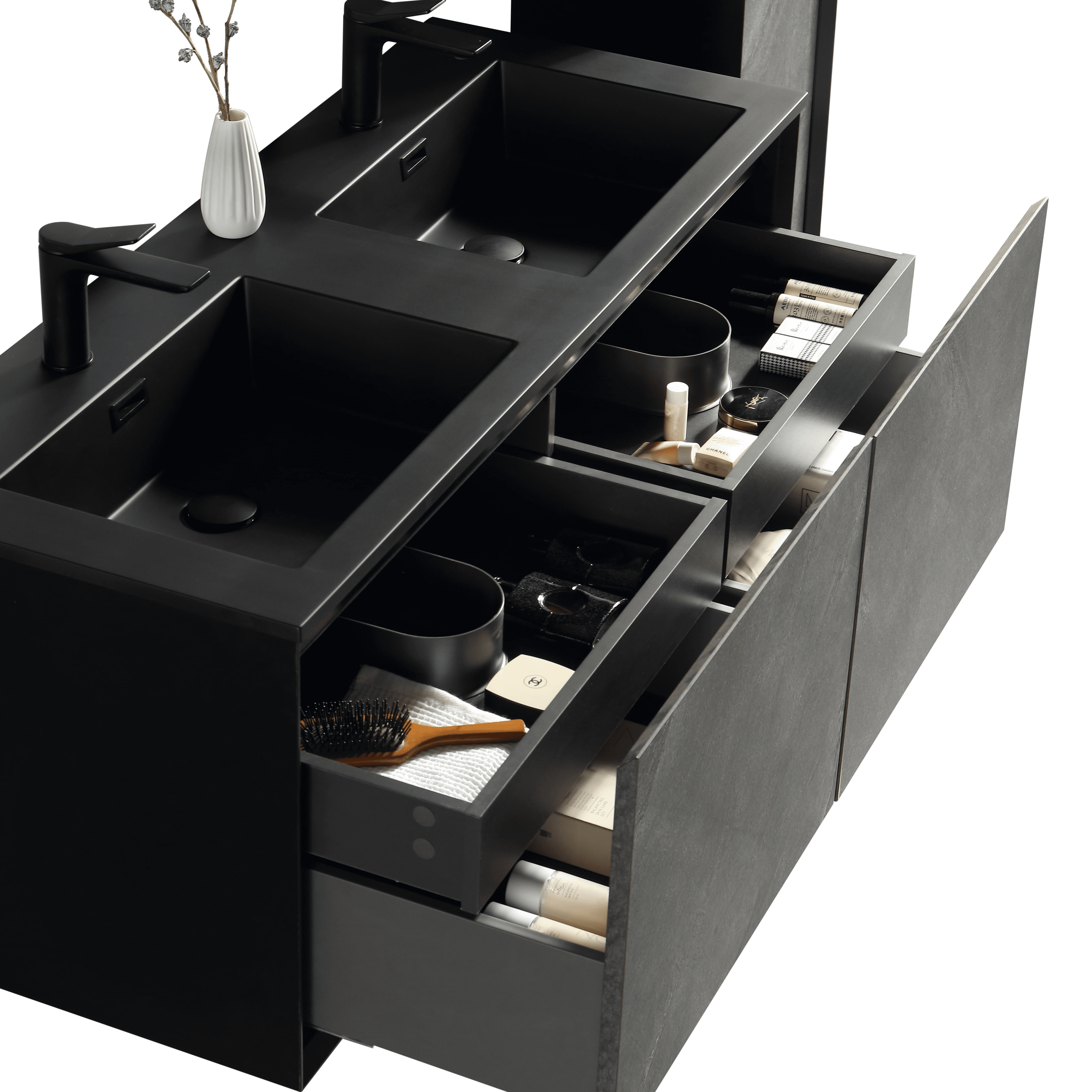 Meuble vasque double - CAMBRIDGE - Aqua Prestige - à poser / en bois / en marbre