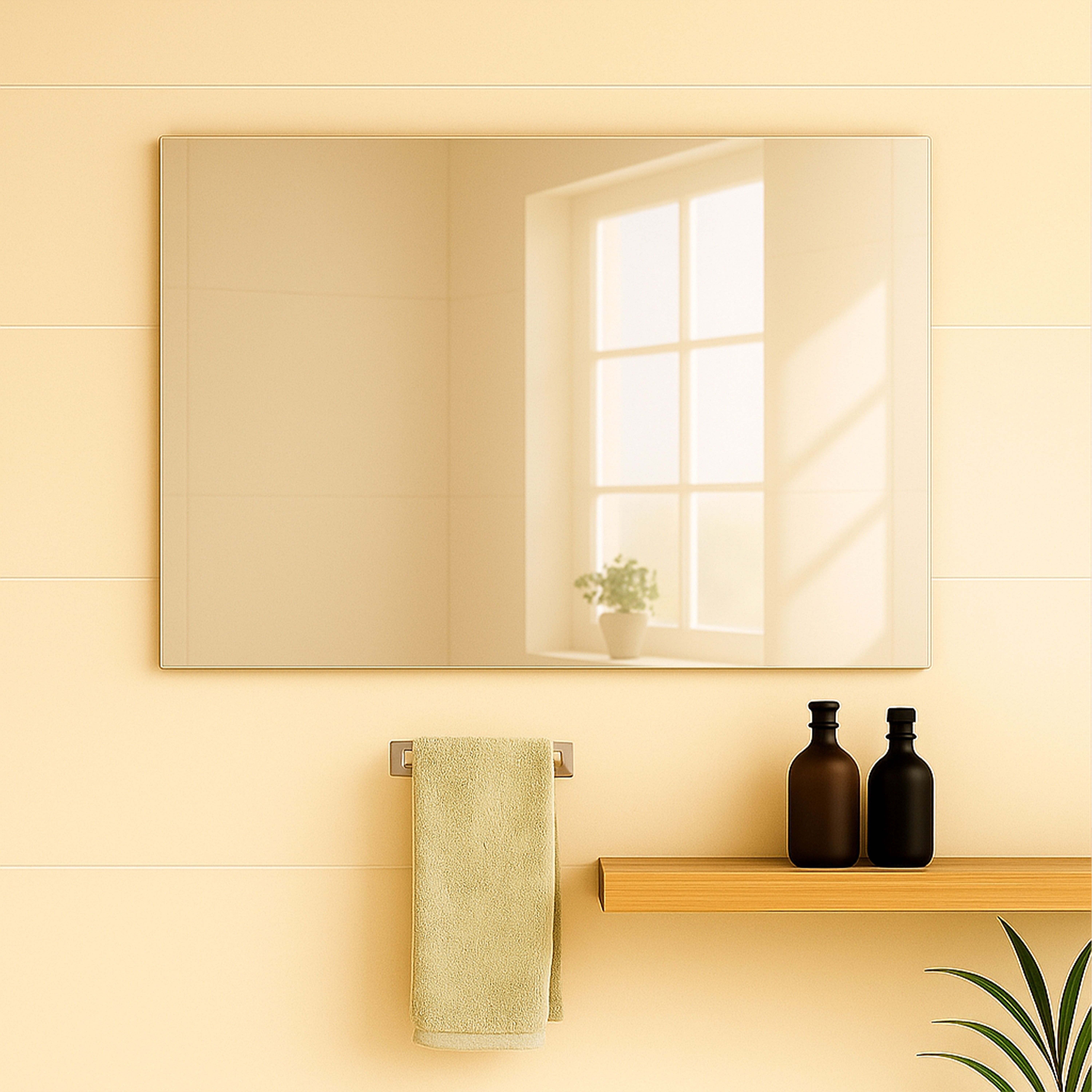 Miroir de Salle de Bains, Miroir Mural Rectangulaire sans Cadre, Blanc Froid LED Miroir + Commande par Effleurement, pour la Salle de Bain, Le